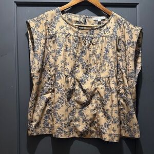Wishlist Tan and Blue Floral Blouse